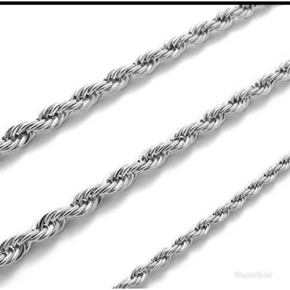 Unisex Party Wedding Gift Silver 3MM Rope Chain - Picture 9 of 11